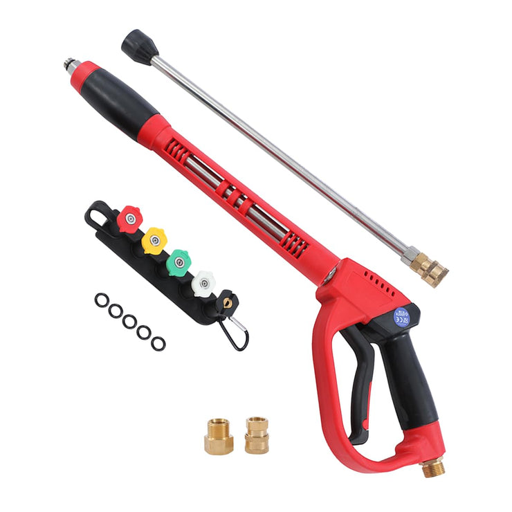 Aim Tools High Pressure Washer Gun Long Lance 5000 PSI with 5 Nozzle Tips, 16 Inch Replacement Extension Wand 1/4" Quick Connect, M22 14mm Fitting, Car Jet Washer Washing Cleaning Kit