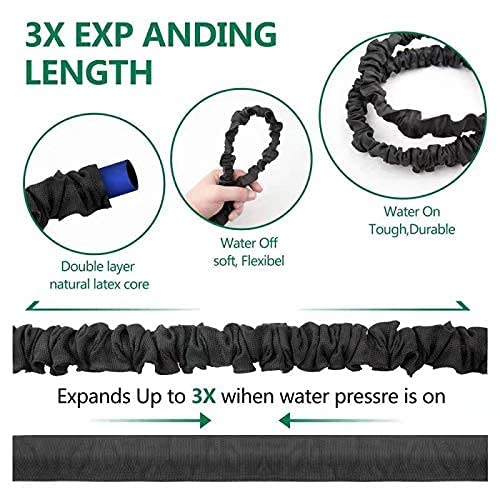 EUHUYG Flexible Garden Hose Pipe 100FT, 3 Times Expanding Flexible Magic Lightweight Watering Hose Pipe with 8 Function Spray Gun/Solid Brass Fittings/Anti-Leakage Easy to use