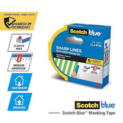 ScotchBlue Sharp Lines Advanced Masking Tape, 24 mm x 41 m - Scotch Adhesive Blue Painters Tape For Super-Sharp Paint Lines, Indoor & Outdoor, with 3M Advanced Technology, PEFC Controlled Sources