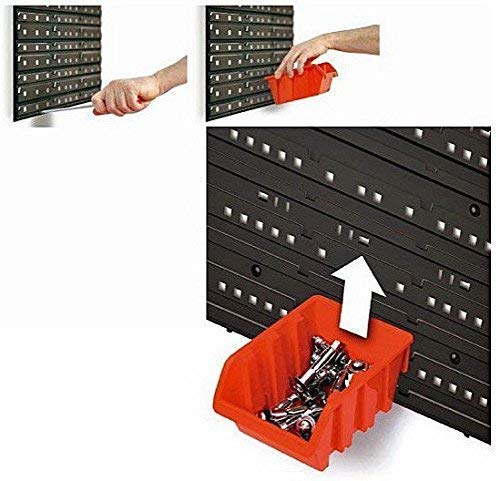 Set of 42 M size IN-Box storage bins and wall mounted louvre