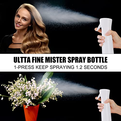 Seamuing 300ml Water Spray Bottle, Continuous Fine Mist Empty Spray Bottle, Misting Spray Bottle Fine Mist Sprayer for Curly Hair Plants Cleaning Barber Face Hairdressing ironing (White)