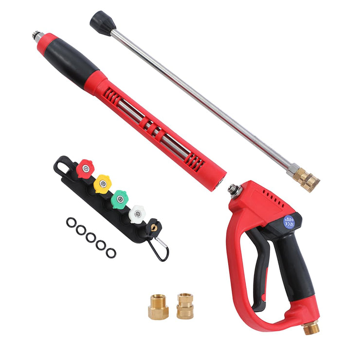 Aim Tools High Pressure Washer Gun Long Lance 5000 PSI with 5 Nozzle Tips, 16 Inch Replacement Extension Wand 1/4" Quick Connect, M22 14mm Fitting, Car Jet Washer Washing Cleaning Kit