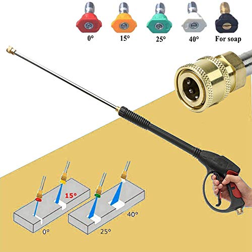 Triclicks High Pressure Power Washer Gun Spray Gun Garden Watering Sprayer + 18.5" Extension Wand + 5 Connect Nozzles + 10m Water Hose, Pressure Washer Lance for Car Wash Window Washing Home Cleaning