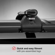 Rhino Roof Rack for Ford Transit Connect (2014+ Short [L1]) 4 Kammbar Fleet Roof Bars & Rear Ladder Roller with Loadstops - KR23/TA4FL/KLS2