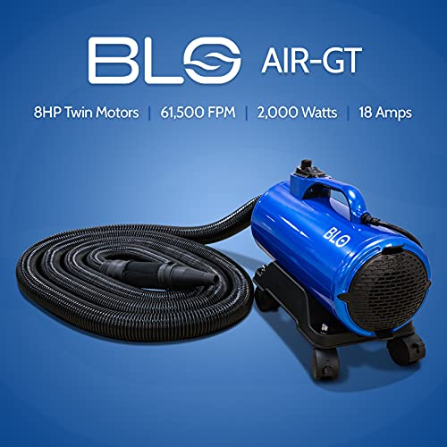 BLO Car Dryer AIR-GT - Quickly Dry Your Entire Vehicle After a Wash - No More Drips, No More Scratches- Adjustable Air Speed - Extra Long Hose - Rotating Wheels