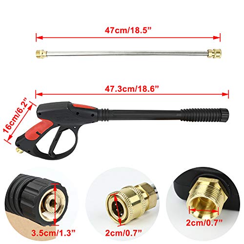 Triclicks High Pressure Power Washer Gun Spray Gun Garden Watering Sprayer + 18.5" Extension Wand + 5 Connect Nozzles + 10m Water Hose, Pressure Washer Lance for Car Wash Window Washing Home Cleaning