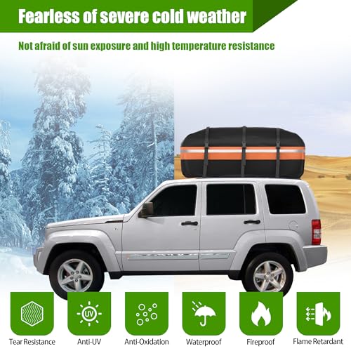 Signstek Car Roof Bag,21 Cubic Feet Large Roofing Cargo Carrier Bags Waterproof Soft Rooftop Luggage Storage Box for Any Cars With/Without Roof Rack/Rails/Bars