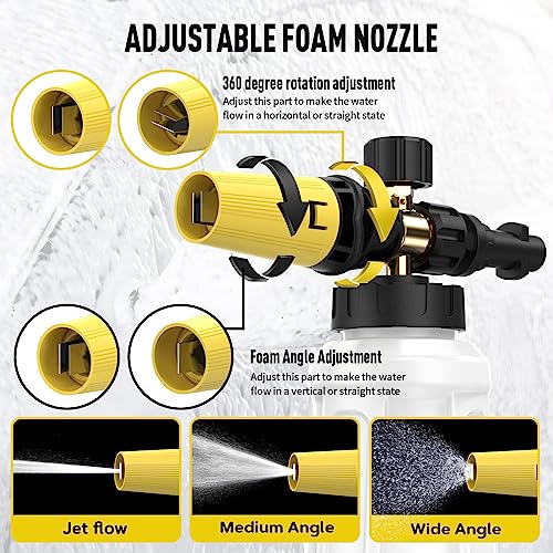 Snow Foam Lance for Karcher K2 K3 K4 K5 K6 K7 Pressure Washer, Replacement Foam Cannon Upgraded Connect & Power Thick Foam Soap Dispensal Adjustable Spray Nozzle, High Pressure Car Wash Gun Accessory