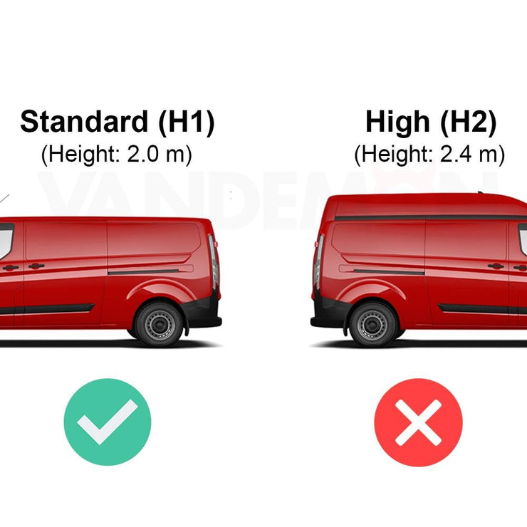 Van Guard Roof Rack for Ford Transit Custom (2013-2024 GEN1) 3 Steel Roof Bars, Loadstops & Rear Ladder Roller [Only Suitable for Standard Roof Models with Twin Rear Doors] - UltiBar Trade