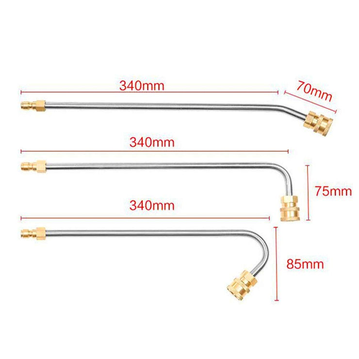 Pressure Washer Gun Extension Wand Stainless Steel High Pressure Washer Gutter Rod 1/4" Quick Connect Lance Washer Elbow Rod Water Pumps Kit (30° Curved Rod)