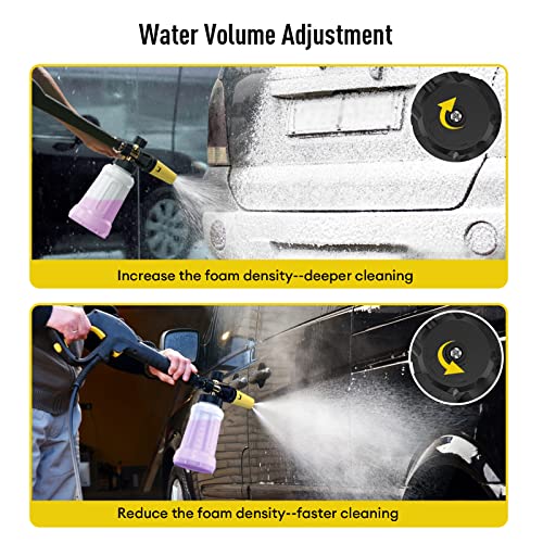 Snow Foam Lance for Karcher K2 K3 K4 K5 K6 K7 Pressure Washer, Replacement Foam Cannon Upgraded Connect & Power Thick Foam Soap Dispensal Adjustable Spray Nozzle, High Pressure Car Wash Gun Accessory