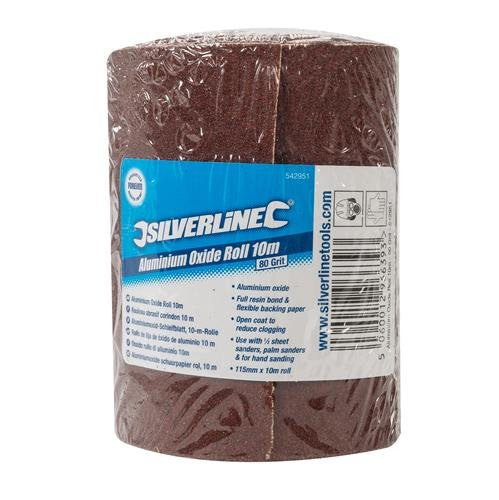 Silverline 542951 10m-80 Grit Aluminium Oxide Roll