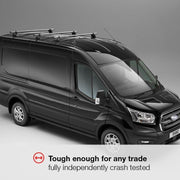 Rhino Roof Rack for Ford Transit Connect (2014+ Short [L1]) 4 Kammbar Fleet Roof Bars & Rear Ladder Roller with Loadstops - KR23/TA4FL/KLS2