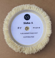 Sisha-A Wool Polishing Pads, 2 Pack 7" (180mm) Buffing Pads with Hook and Loop Back for Compound, Cutting & Polishing, 100% Natural Wool, Thick and Aggressive