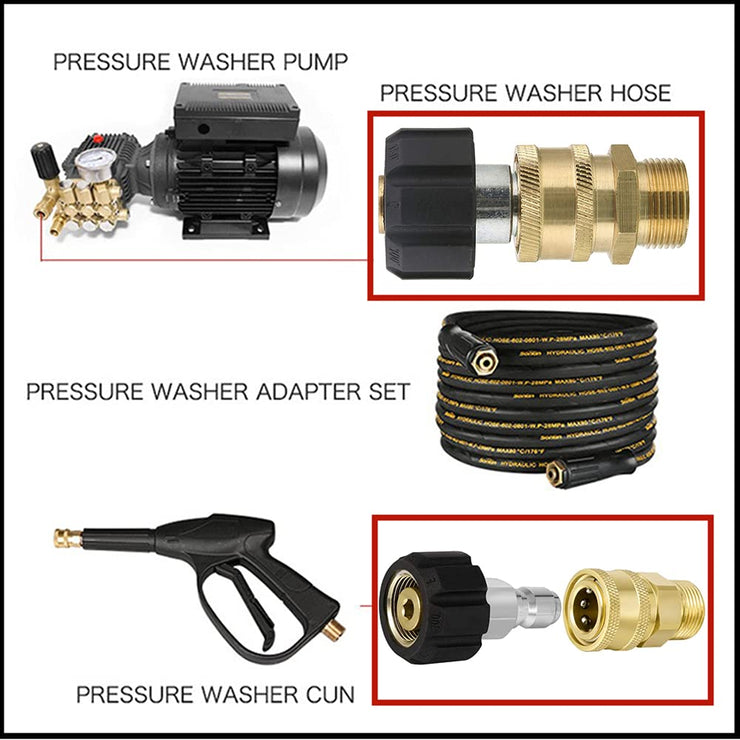 NC NC Pressure Washer Couplers,M22-14 Pressure Washer Adapter Set,3/8 Quick Connect Swivel Accessories Adaptors,Washer Adapter Kit Universal Quick Connect Set