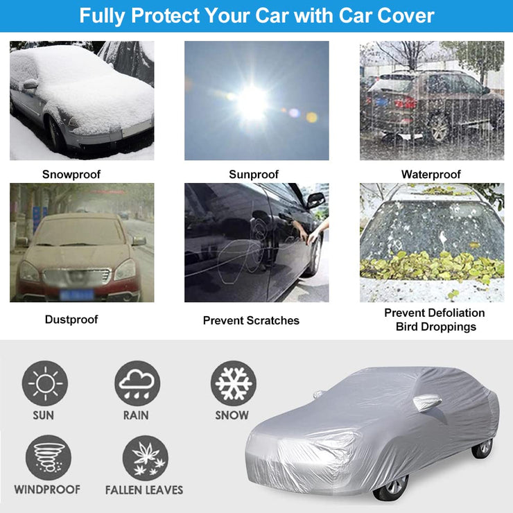 Heavy Duty Waterproof Car Cover Rain Snow UV Protection Outdoor Breathable Large (480 * 175 * 120CM)