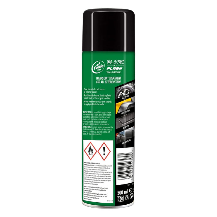 AMK® Black in a Flash Trim & Tyre Dressing Car Wax Exterior Plastic Shine 500ml