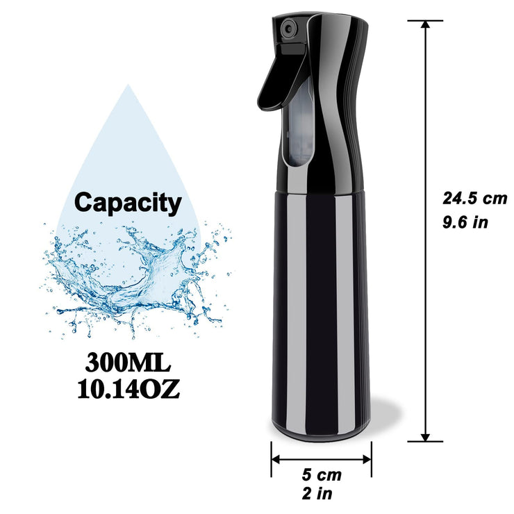 Seamuing 300ml Water Spray Bottle, Continuous Fine Mist Empty Misting Bottle Sprayer for Curly Hair Plants Cleaning Barber Face Hairdressing ironing