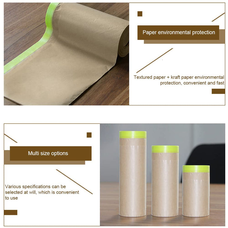 Jiakalamo Paint Masking Paper with Tape for Car and Furniture,Auto Body Masking Paper,Car Protection Covering Paper,Paint Masking Tape and Drape for Painting