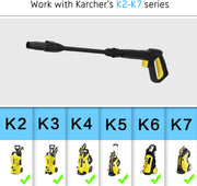 YUET Trigger High Pressure Wash Gun Jet Washer Accessory Kit Quick Connect Release System for Karcher K2 K3 K4 K5 K6 K7 Kärcher & Wand Dirt Lance Spray Nozzle Adjustable Cleaning Cleaner Hose 2100 PSI