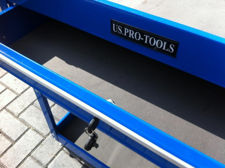 US PRO Tool cart Tool Trolley Workstation Tool Box Cabinet Blue with Lockable Ball Bearing Drawer