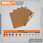 Fandeli | Multi-Purpose Sanding Paper | Assorted Grits (80,120,220) | 25 Sheets of 23 x 28 cm | Perfect for Sanding Metal and Sanding Wood | Hand Sanding | Orbital Sanders