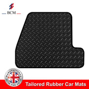 BCM - Tailored Rubber Car Floor Mats Focus March 2015-2018- HEAVY DUTY 3mm Rubber Mat - Anti Slip Mat - Waterproof, Non Slip Car Floor Mat, Fitted with Clips - 4 Piece Rubber Floor Mat Set