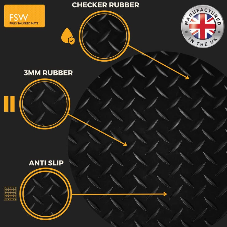 FSW - Tailored Car Mats - Ranger 2012-Onwards, Alternative Shape (Wildtrax) - HEAVY DUTY 3mm Rubber Anti Slip Mat - Waterproof, Non Slip Car Floor Mat, Clips & Anti Slip Backing - 4 Floor Mat Set