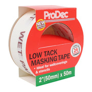 ProDec 2 inch x 50m Low Tack Multi Surface Painters Masking Tape for Delicate Surfaces Gives Sharp Paint Lines for Indoor Painting and Decorating, Compatible with All Paints, 2" 50mm wide