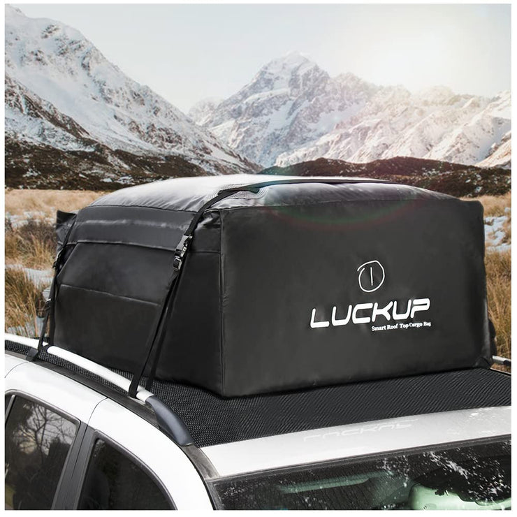 SMONTER 520L 100% Waterproof Durable Rooftop Cargo Carrier Bag,Fits All Cars With Rack or No Rails, 4 heavy duty wide straps and buckles, 18.5 Cubic Ft, Black