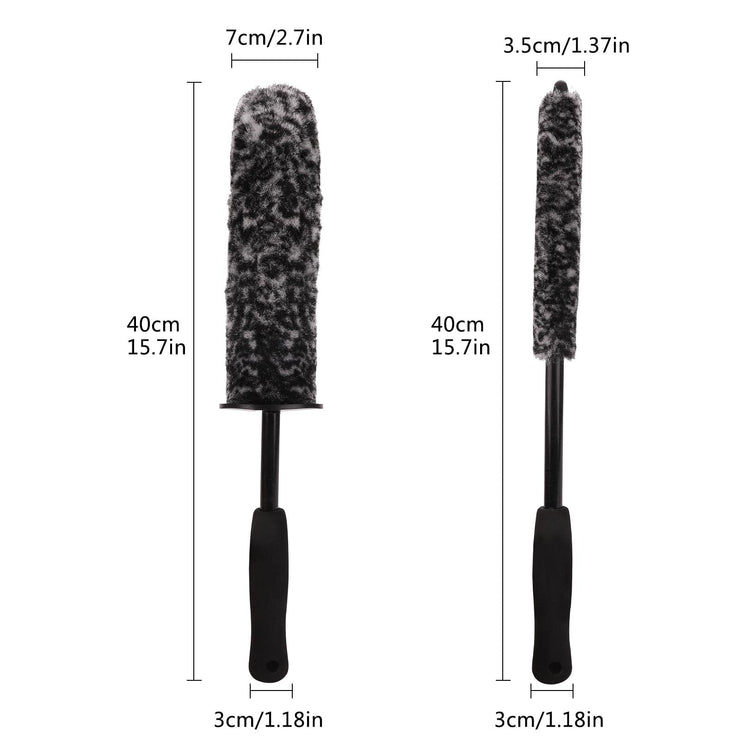 TSLBW 2 Pcs Car Wheel Brushes Wheel and Rim Cleaning Brush Long Handle Vehicle Wheel Brushes Kit Microfiber Wheel Hub Brushes Different Size Car Detailing Brushes Set Bendable Car Tire Brush