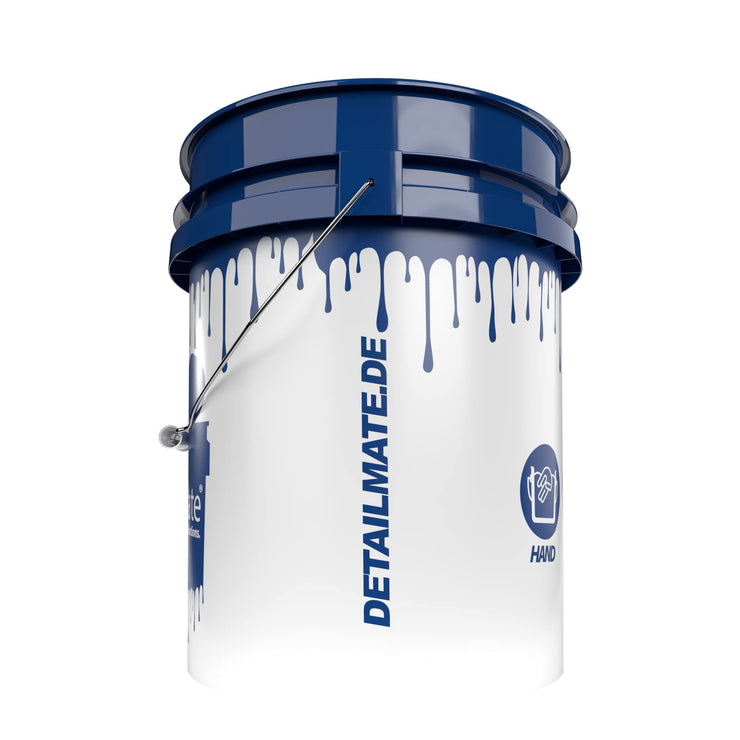 detailmate Car Wash Bucket - 5 US GAL (Approx. 20 Litres) in White/Blue - Car Wash Bucket Compatible with Grit Guard, Detail Guardz Dirt Lock, Dirt Trap, Gamma Lids Lid