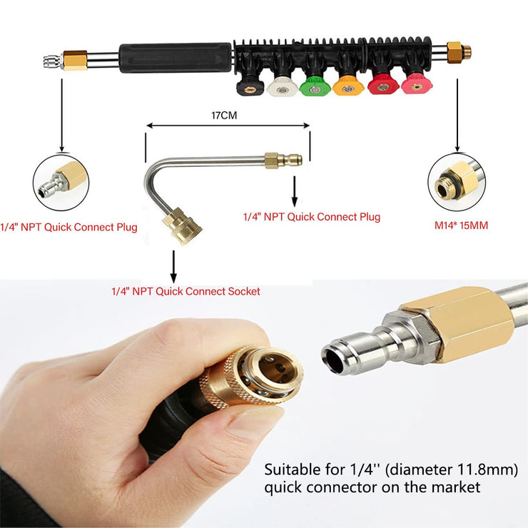 Pressure Washer Extension Rod, ZAYMDO 4000PSI Pressure Washers Telescopic Replacement Lance Tips Cleaning Tools for Roof Window Washing