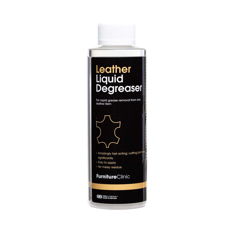 Furniture Clinic Liquid Leather Degreaser - For Quickly Removing Grease & Oil Stains From Leather (250ml)