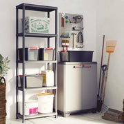 Keter Stilo Low Indoor Garage Utility Multi purpose Cabinet - Grey/Black/Red