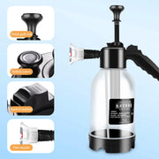 Snow Foam Pump Sprayer, 2L Car Foam Sprayer Hand Pump Spray Bottle, Corrosion-Resistant Atomizer Pump Action Pressure Sprayer for Cleaning Car Detailing Washing (Black with Scale)