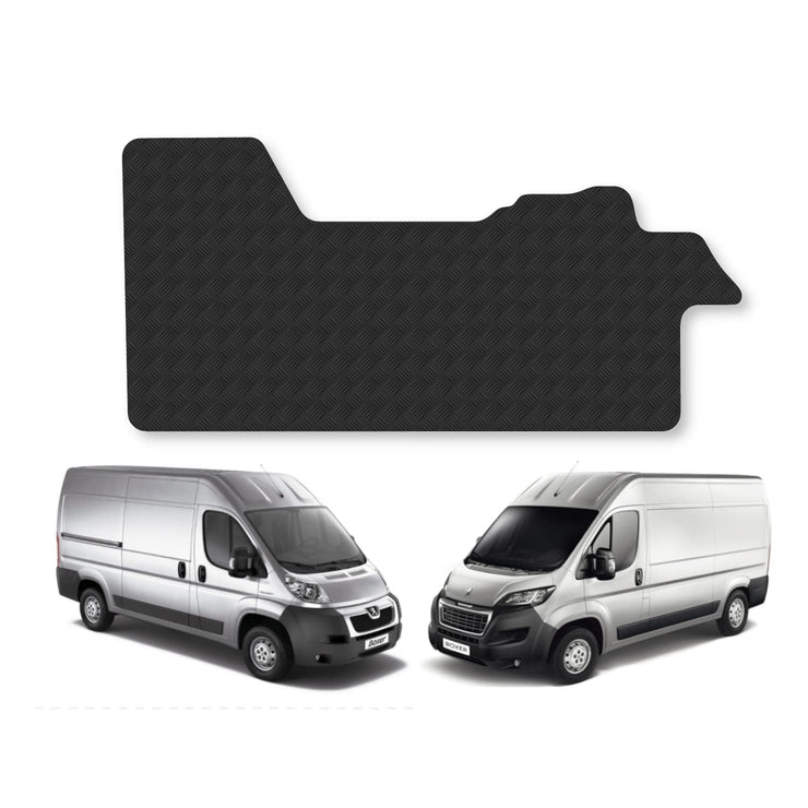 Rubber Floor Mats for the Peugeot Boxer (2006+) UK Models - Custom Van Accessory Tailored fit Heavy-Duty, Waterproof & Anti-Slip Work Mats with Clips