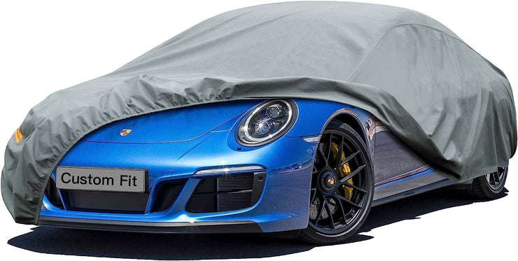 Kayme Heavy Duty Car Cover Waterproof Breathable, Outdoor 5 Layers Full Cover Sun Dust All Weather Protection, Universal Fit Porsche 911 996 997 991 992, Jaguar X-type, XE, etc. (450 to 470 cm)