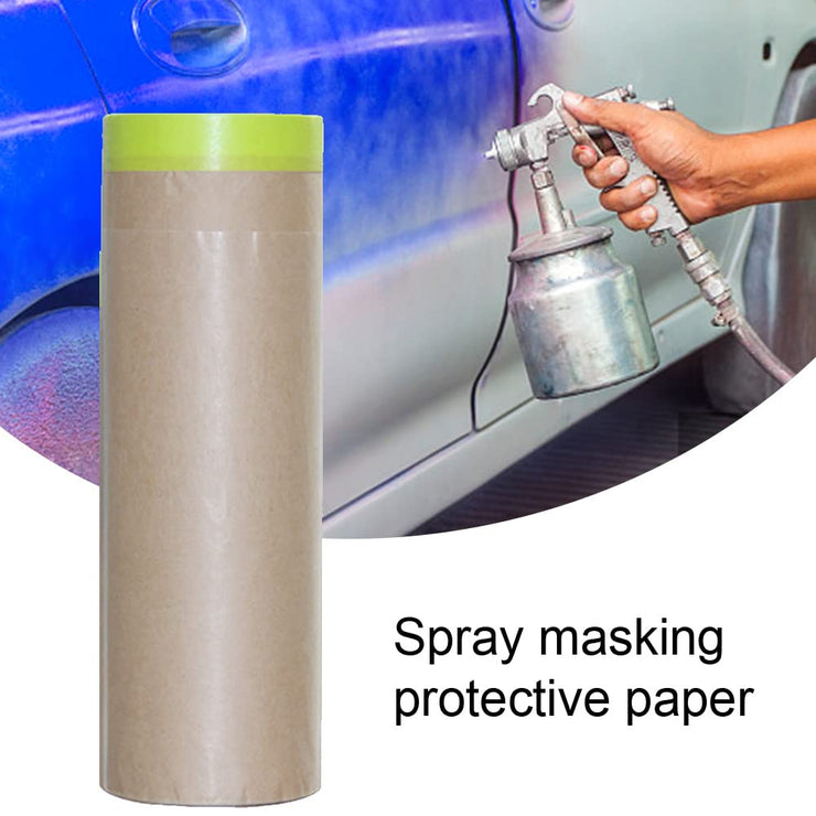 Jiakalamo Paint Masking Paper with Tape for Car and Furniture,Auto Body Masking Paper,Car Protection Covering Paper,Paint Masking Tape and Drape for Painting