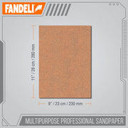 Fandeli | Multi-Purpose Sandpaper | 220 Grit | Sheets of 9'' x 11'' | Metal and Wood Sandpaper | Wall Sandpaper | Hand Sanding | Orbital Sanders (50, 220 Grit), 36944.