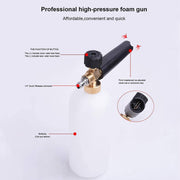 Snow Foam Lance 1/4" Quick Release Car Wash Foam Lance Pot, Adjustable Nozzle High Pressure Washer Soap Dispenser Bottle (1L)