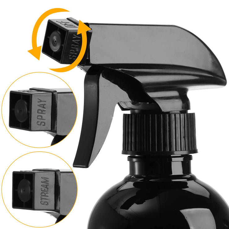 TOPZEA 12 Pack Empty Spray Bottles, 16oz Plastic Durable Black Spraying Bottles with Mist and Stream Option, Leak-proof Sprayers for Cleaning Solutions, Alcohol, Essential Oils, Hair Misting, Garden