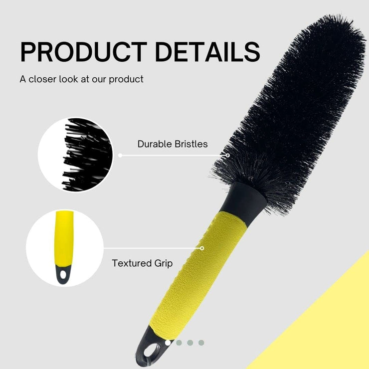 Tradeals Wheel Brush Alloy Wheel Brush Durable Non-Scratch Cone Brush For Car Motorcycle Cleaning Shine Car Wash Brush Wheel and Steel Rim Wheel Cleaner Kit, Black