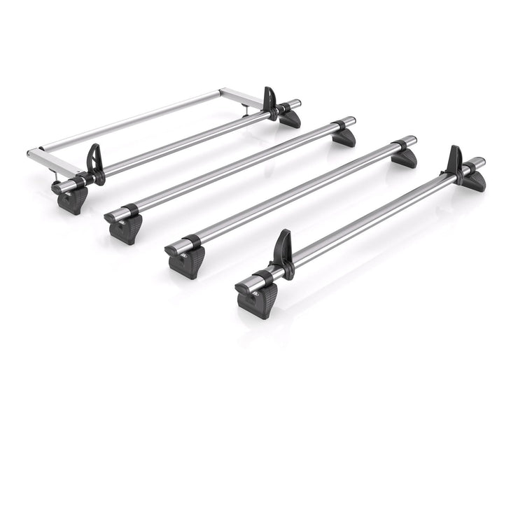 Rhino Roof Rack for Ford Transit Connect (2014+ Short [L1]) 4 Kammbar Fleet Roof Bars & Rear Ladder Roller with Loadstops - KR23/TA4FL/KLS2