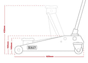 Sealey 1153Cx Trolley Jack 3Tonne Long Chassis Heavy-Duty