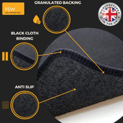 FSW - Tailored Mats - Fits PEUGEOT 208 2012-2019 - Black Carpet - Anti Slip Mat - Non Slip Car Floor Mat, Fitted With Clips & Granulated Backing - 4 Pc Floor Mat Only