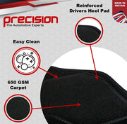 Precision - Tailored Car Mats - Intended for Mini Mini Cooper 2015-2022 F55-4 Piece Set - Non-Slip Floor Mats - Black Carpet - Black Binding - Fittings Clips - SFP