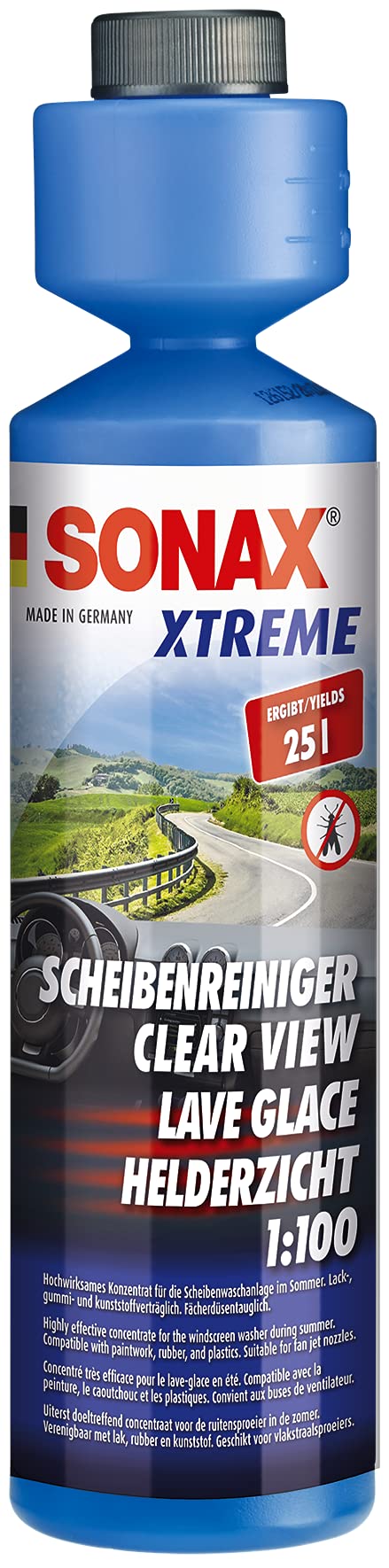 XTREME Clear View 1:100 (250 ml) - Highly effective concentrate for the windscreen washer during summer. Compatible with paintwork, rubber and plastics. | Item-No. 02711410-810