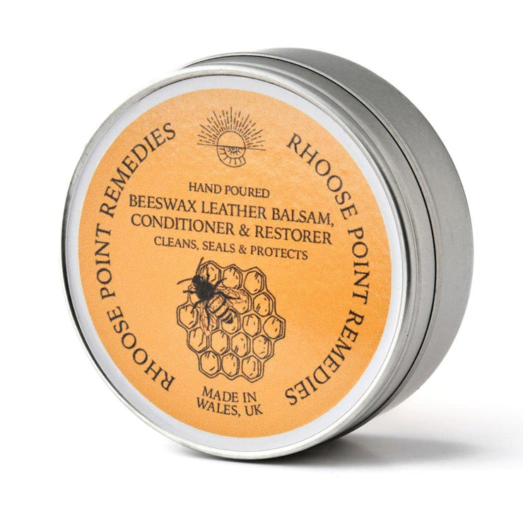 Beeswax Leather Conditioner Restorer & Polish - Hand Poured British Beeswax Balsam CLEANS SEALS and PROTECTS Handcrafted in Wales UK Rich Natural Leather Conditioner and Leather Restorer (100g)