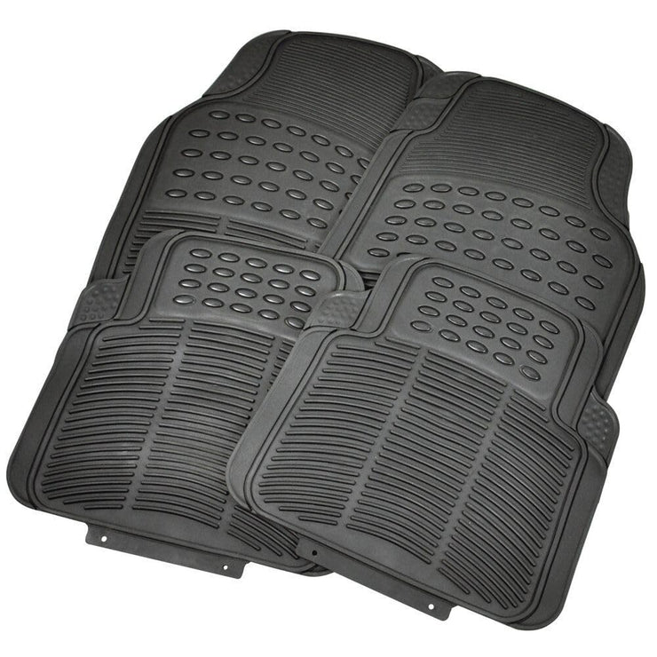 4 Piece Rubber Car Mats Heavy Duty Waterproof Rubber Car Mats Set,Universal Black Car Mat Floor Mat for Cars Commercial Vehicles and Uber Drivers